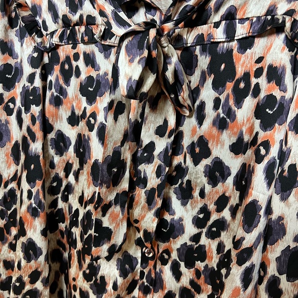 Traffic People NWT Self Tie Leopard Print Blouse S - Picture 3 of 8